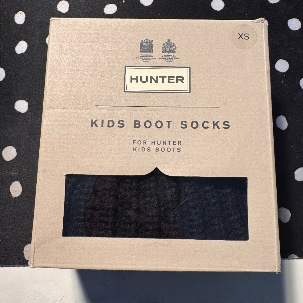 NEW in box HUNTER boots half cardigan boot sock Size XS 5-7 US Kids black